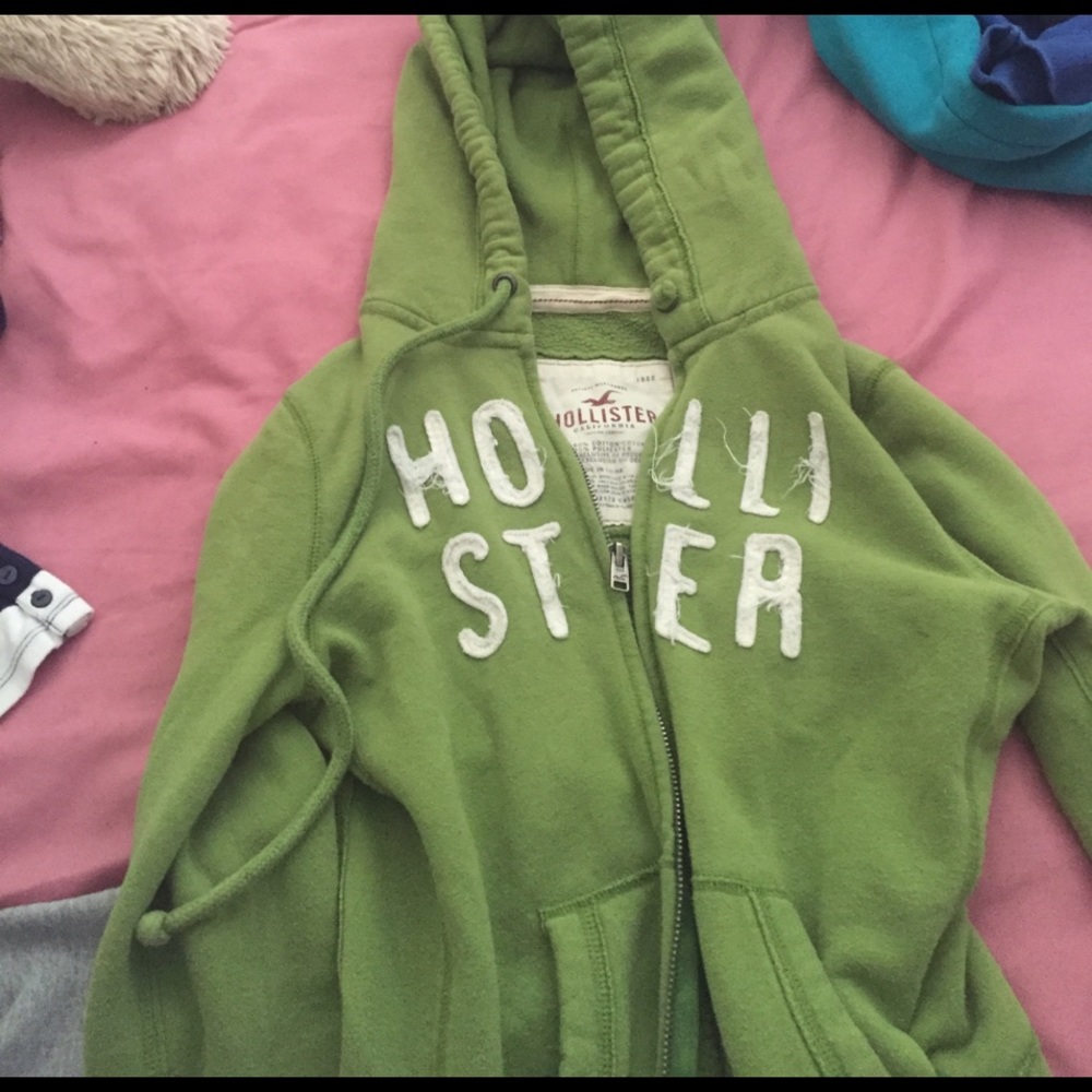 green hollister zip up