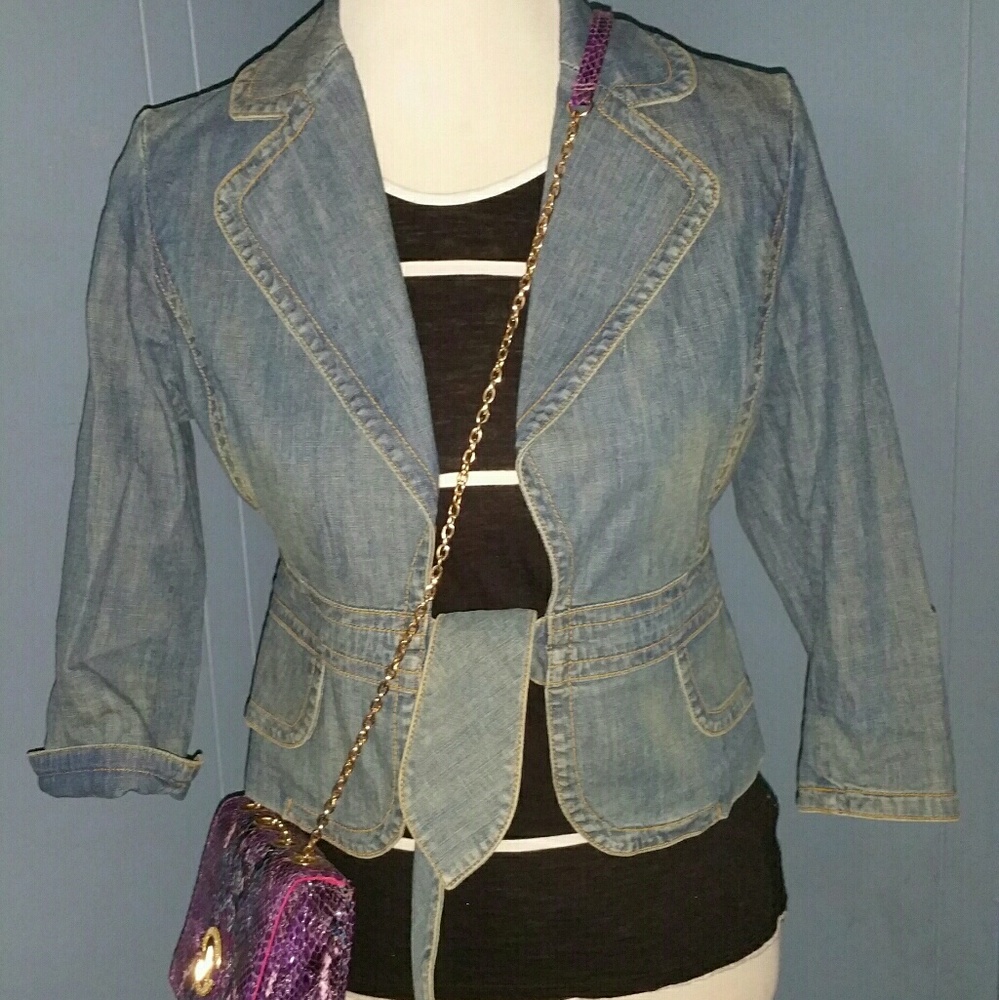 Banana Republic Tie Front Blue Denim Jacket