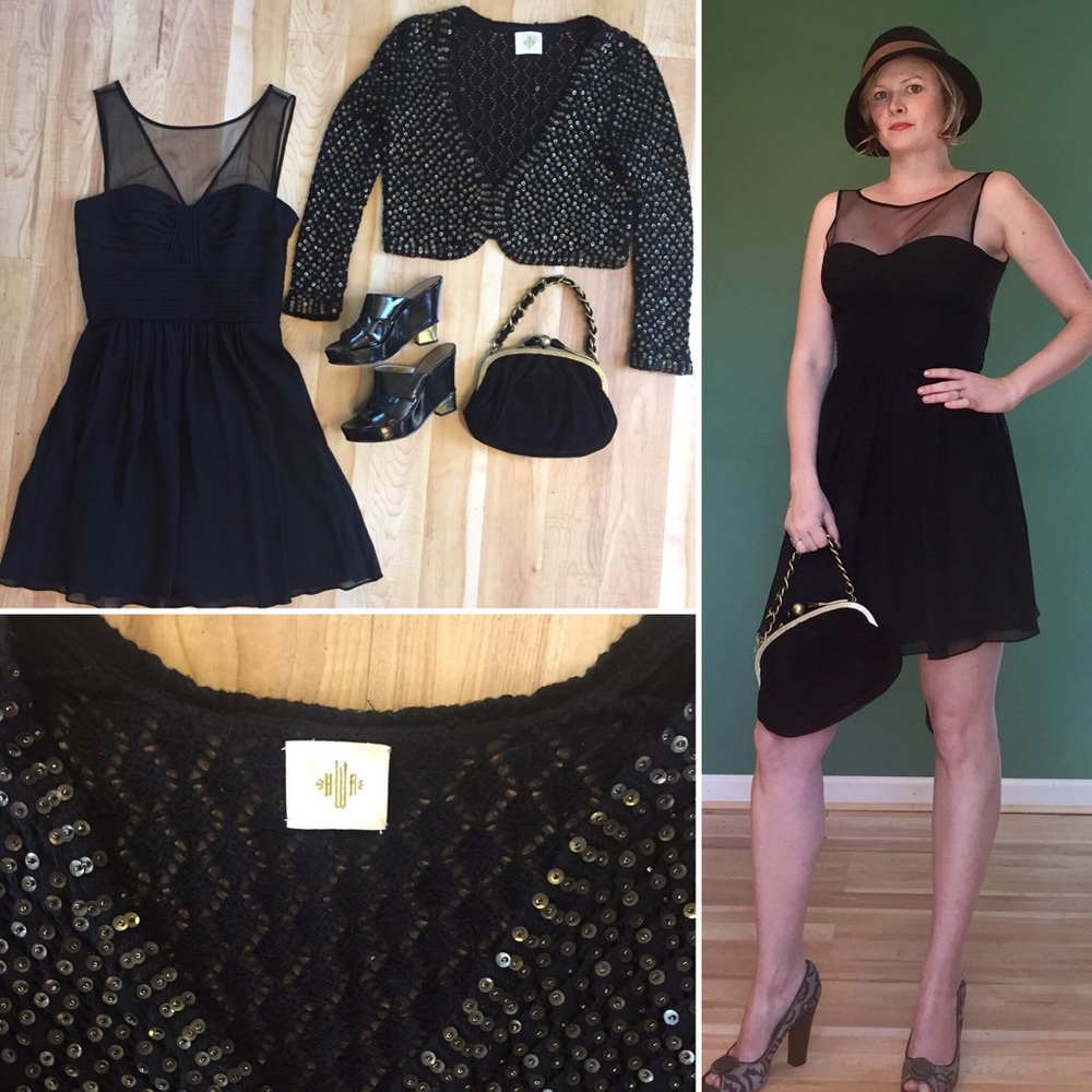 BCBG Maxazria Black Silk Dress Size 4