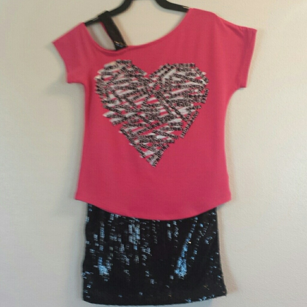 Black Sequin Skirt Set
