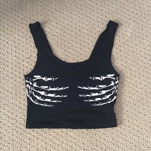 Out From Under Skull Hand Crop Top