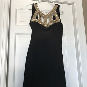 Black Dress with Gold Sequin detail