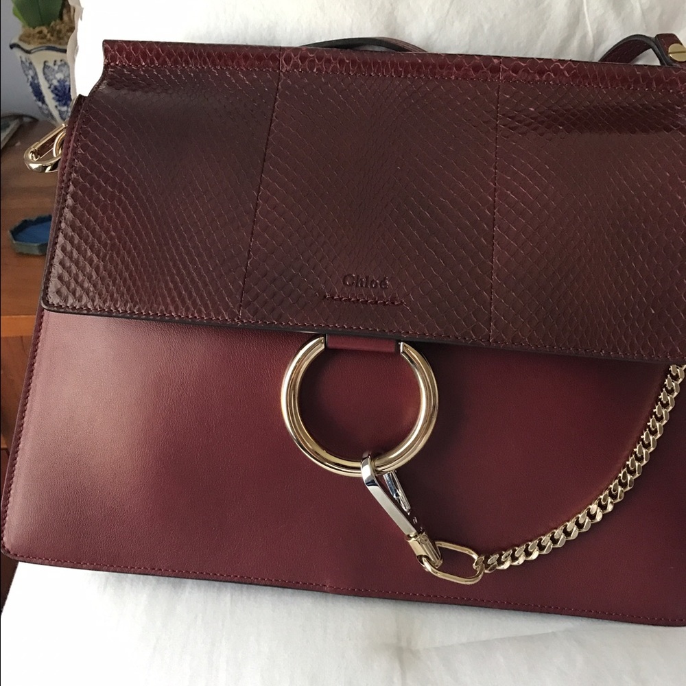 Chloe Faye snakeskin and leather shoulder bag