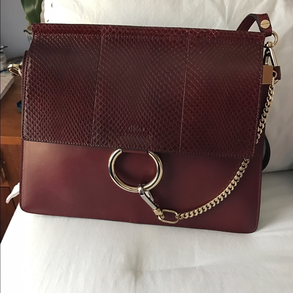 Chloe Faye snakeskin and leather shoulder bag - Picture 2 of 4