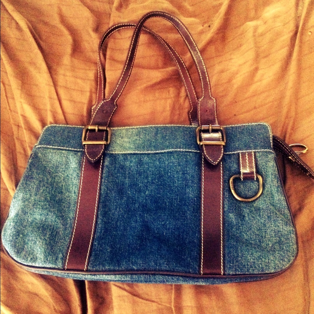 Vintage FENDI Denim & Brown Leather Tote