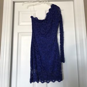 Blue Bodycon One Shoulder Dress