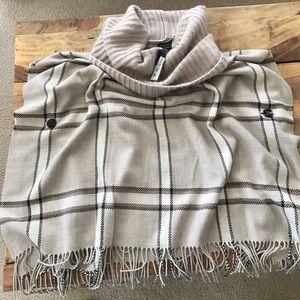 Cozy plaid poncho with cowl neck NWT