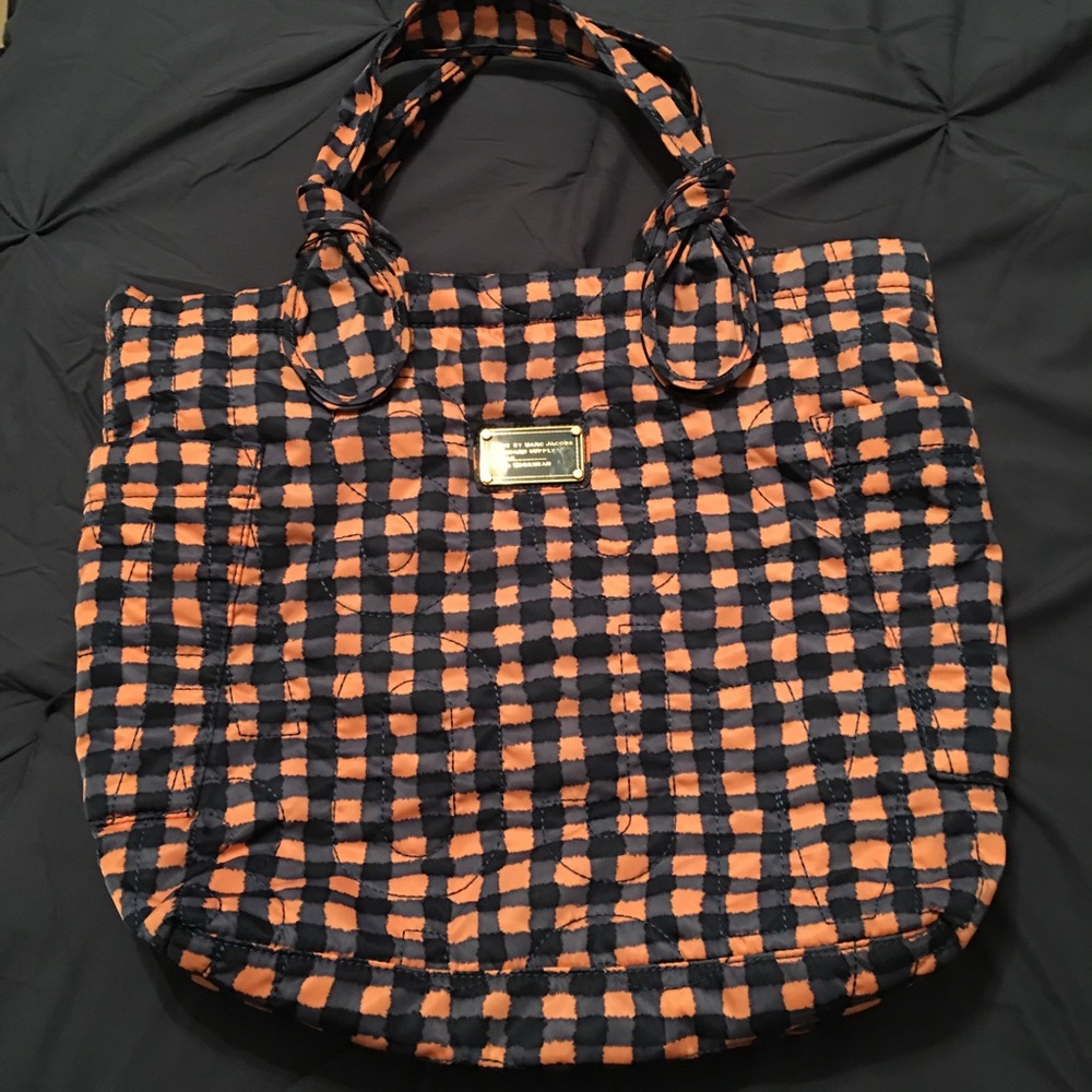 Marc by Marc Jacobs navy and pink vinyl tote