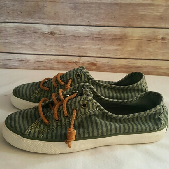 Sperry Shoes - Green Striped Sperry Top-Siders Size 7.5 M
