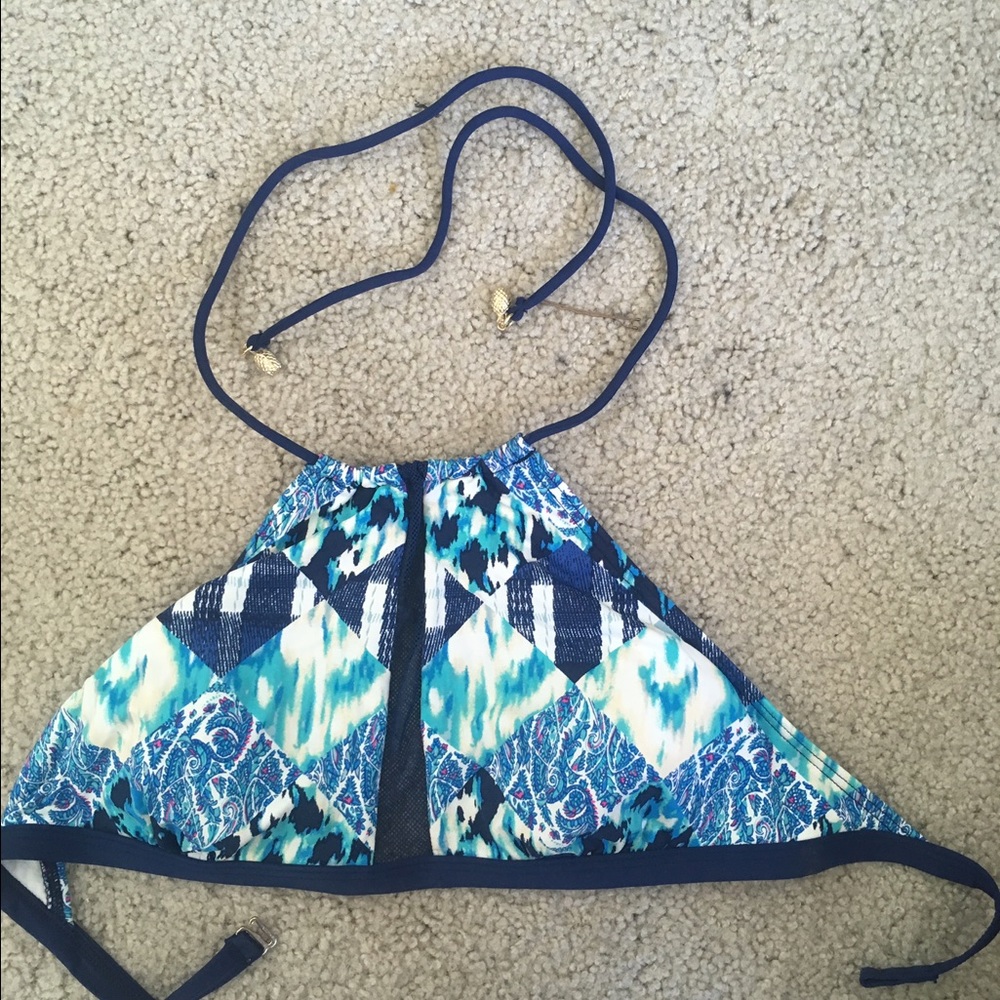 Blue paisley print boho bathing suit