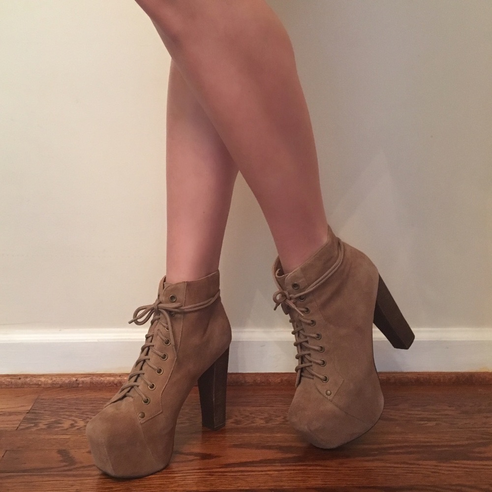 Jeffrey Campbell taupe suede Lita heels 8.5