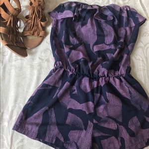 Purple and Navy Blue Strapless Romper