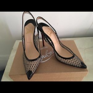 Christian louboutin black Nu Et Nu patent/ lace