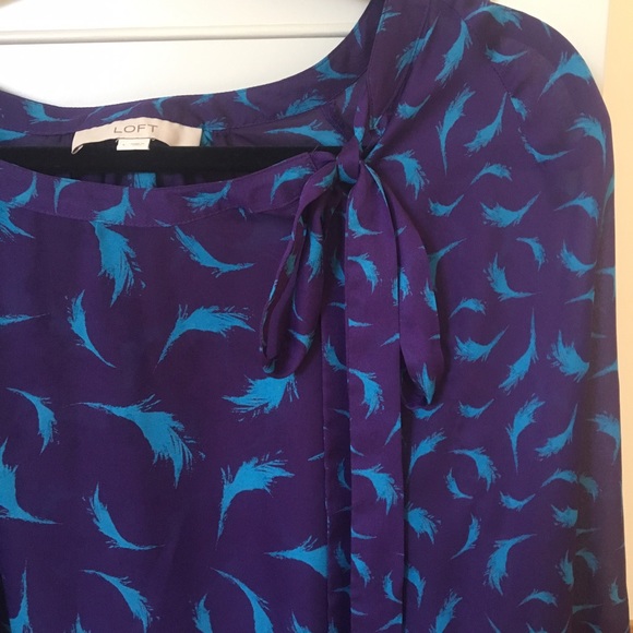 LOFT Tops - Beautiful Purple and Blue Sheer Feather Shirt LOFT Tops - Beautiful Purple and Blue Sheer Feather Shirt