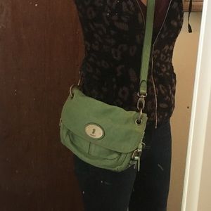 Fossil Mint Leather Cute Bag with Key Hole Accent