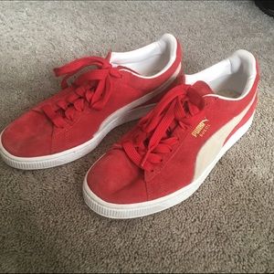 red suede pumas