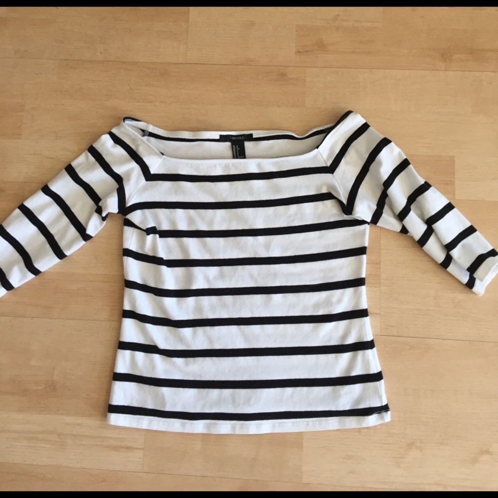Striped Bardot top