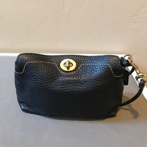 Black Leather Coach Wristlet