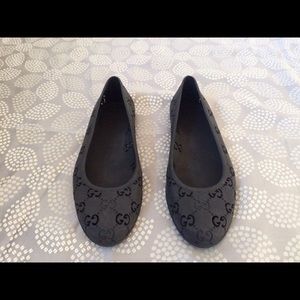 Gucci Black Rubber GG logo skimmer ballet flats