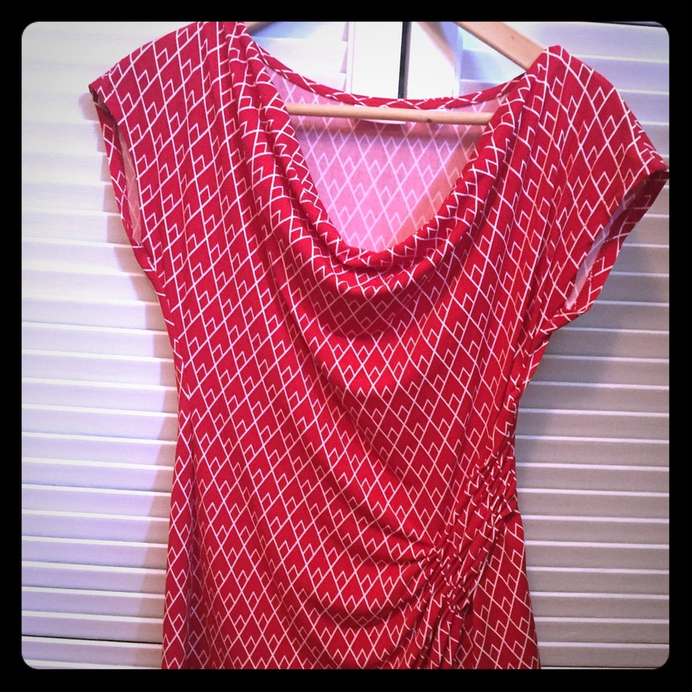 Asymmetrical, cowl neck top. New York & Co
