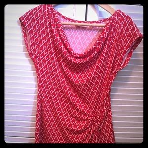 Asymmetrical, cowl neck top. New York & Co