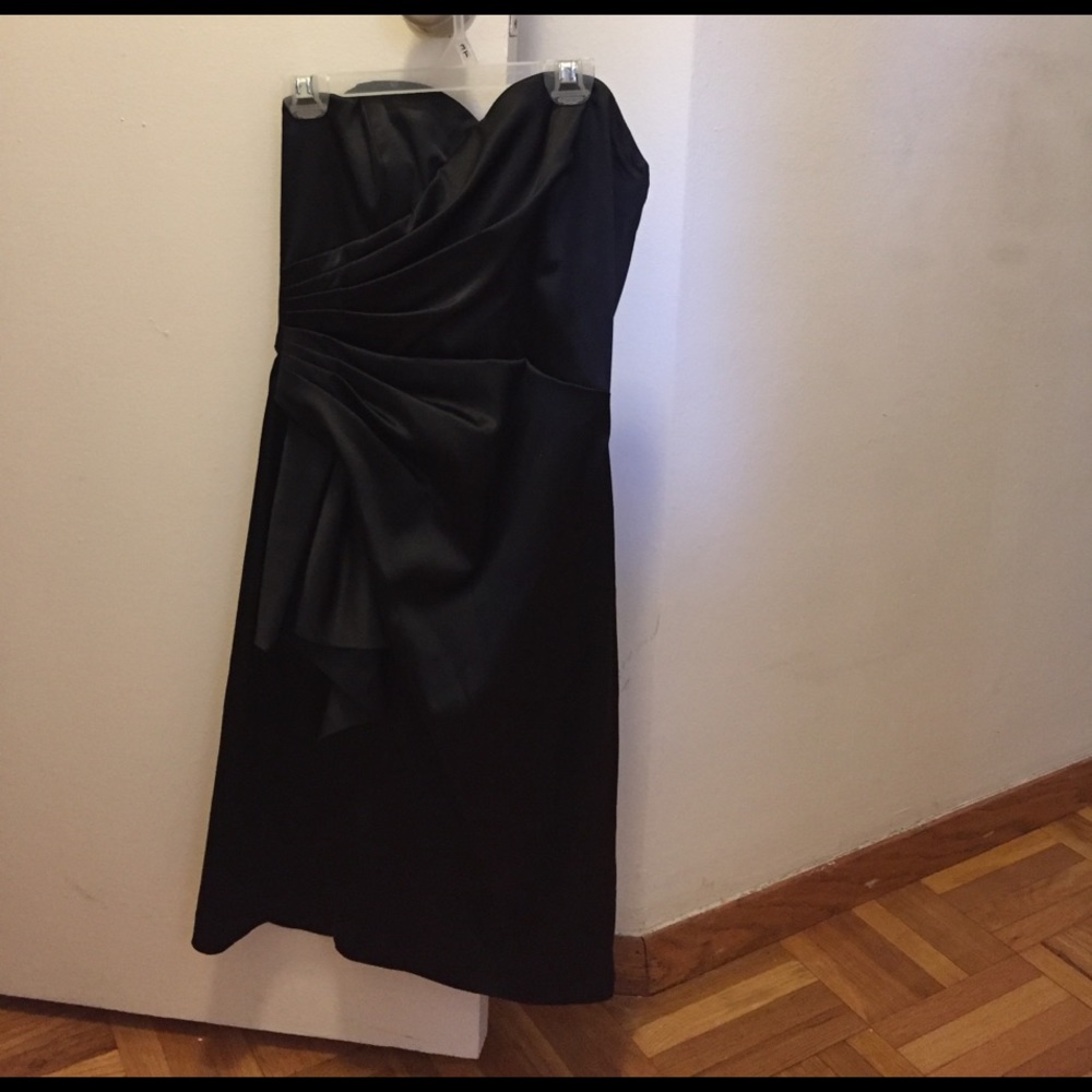 Black satin cocktail dress