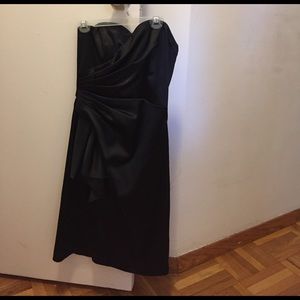 Black satin cocktail dress