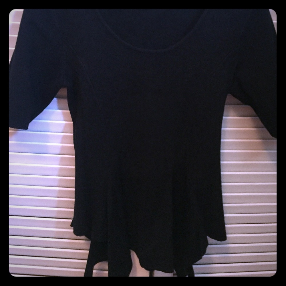 Black, short sleeved dressy peplum-like top, NY&Co