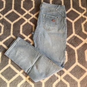 Jolt blue and white striped boyfriend jeans