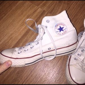 Authentic white high top converse