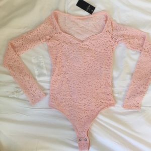 Hollister Pink Lace Body Suit XXS