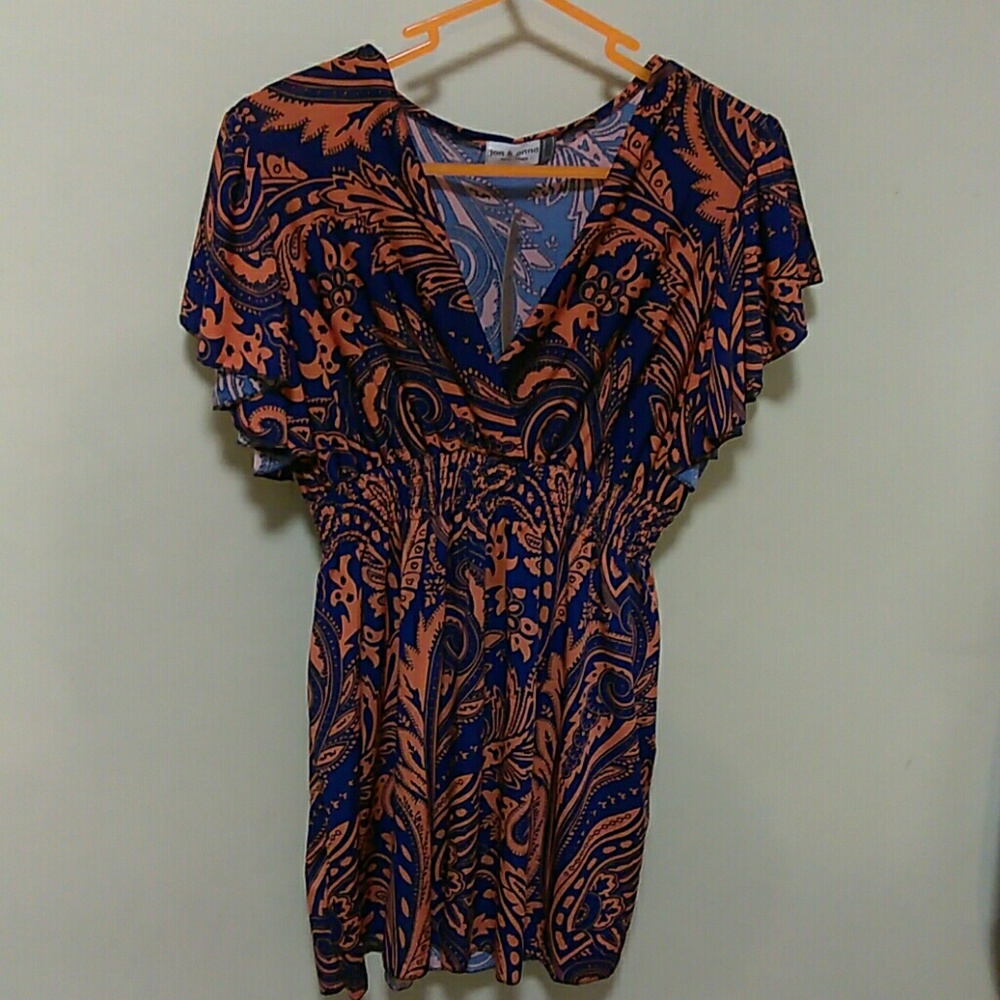 BNWT Jon & Anna navy & orange top 2x