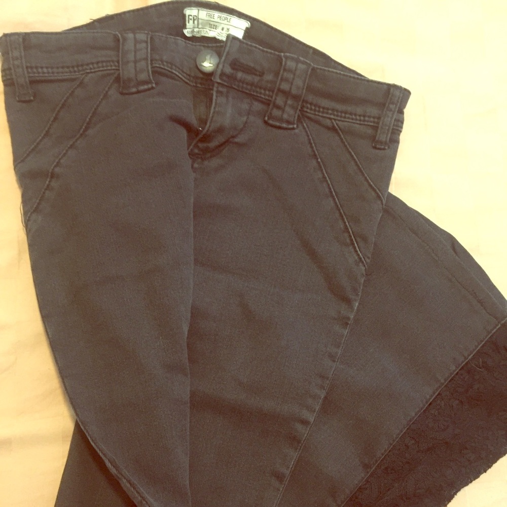 Free People lace inset charcoal and black flare