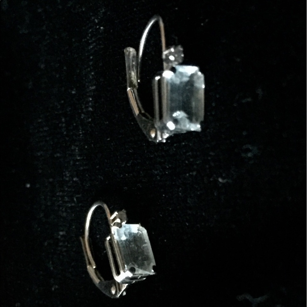 SOLD 14k White Gold Aquamarine Diamond Earrings