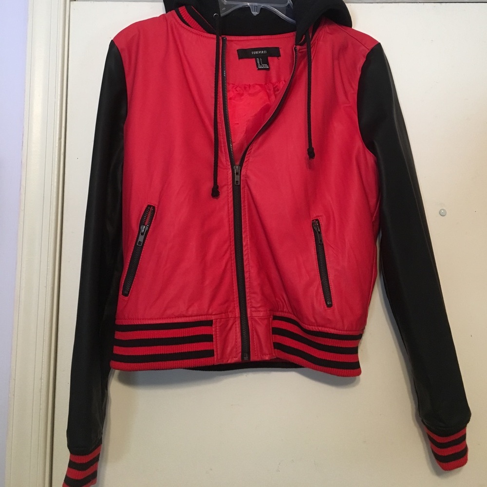 Red and Black fake leather jacket