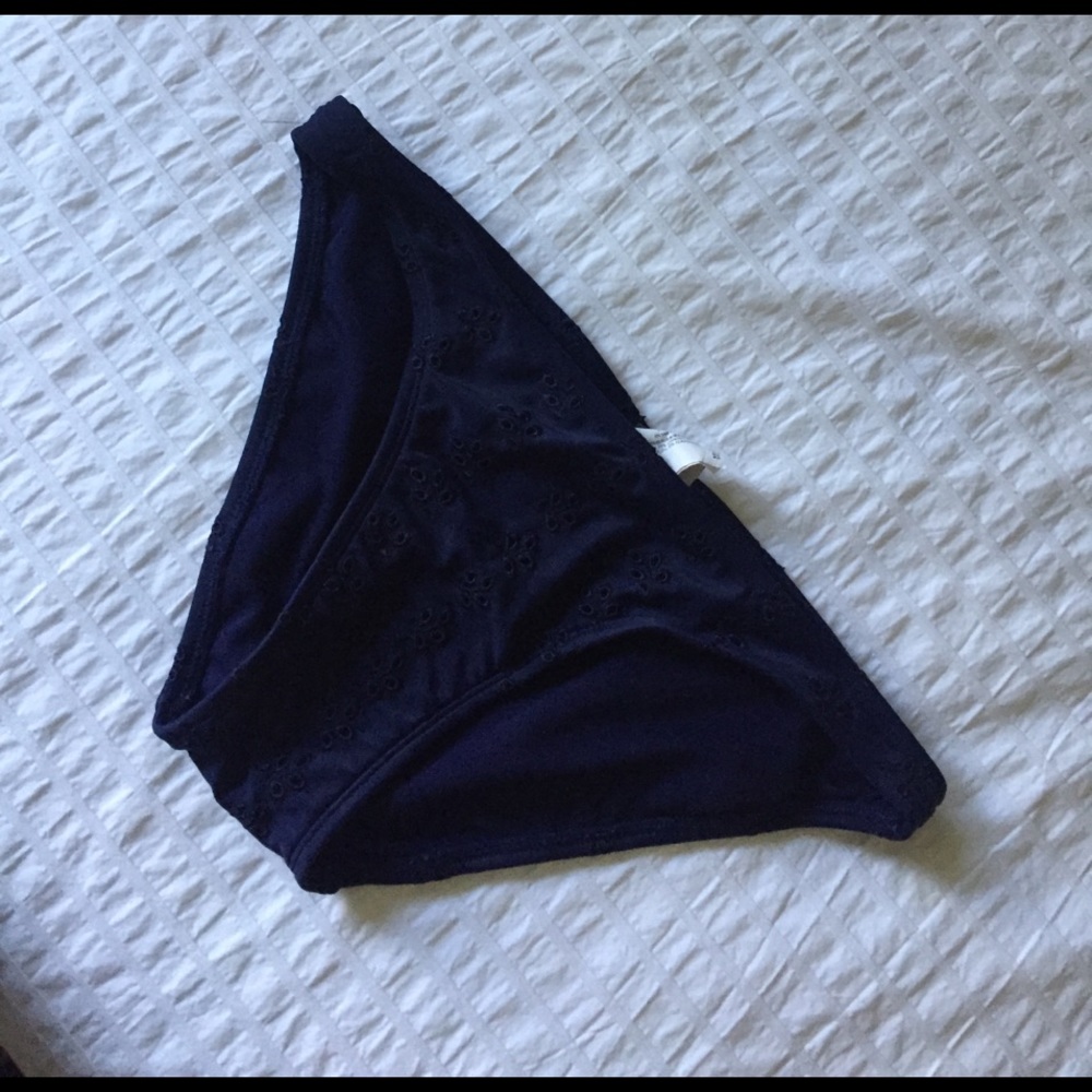 Navy Blue Bikini Bottom with Crochet detail