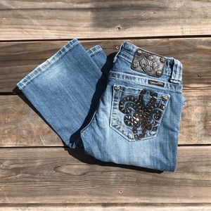 Miss Me Bootcut Jeans - Black Leather detail