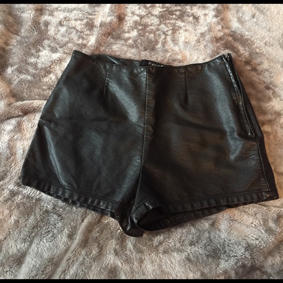 Forever 21 Pants - Foux leather high waisted pin up shorts
