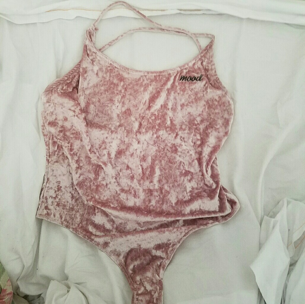 Pink velvet bodysuit