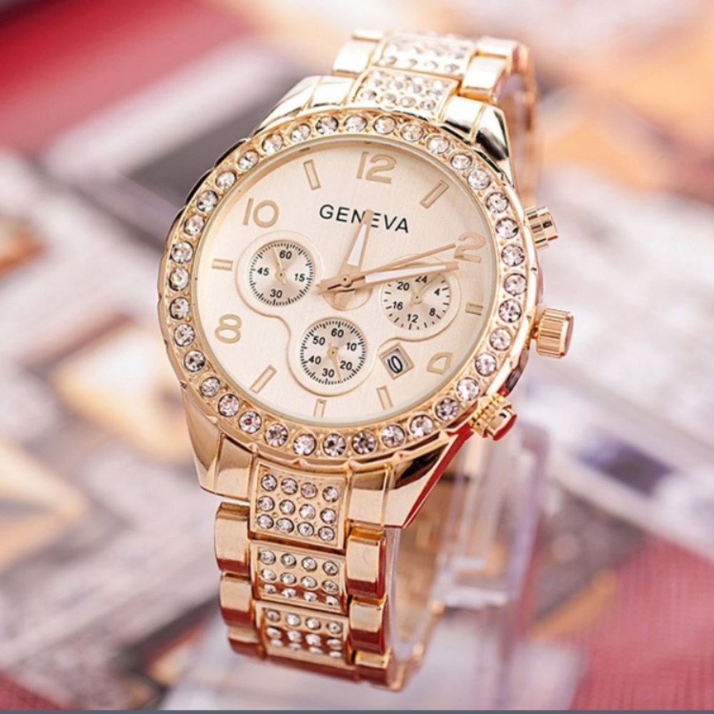 Geneva Women Fashion Luxury Crystal Quartz Watch
