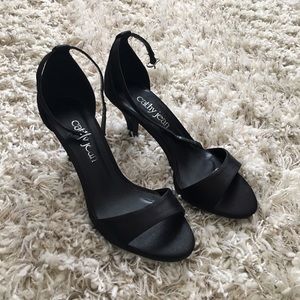 Cathy jean black ankle strap heels