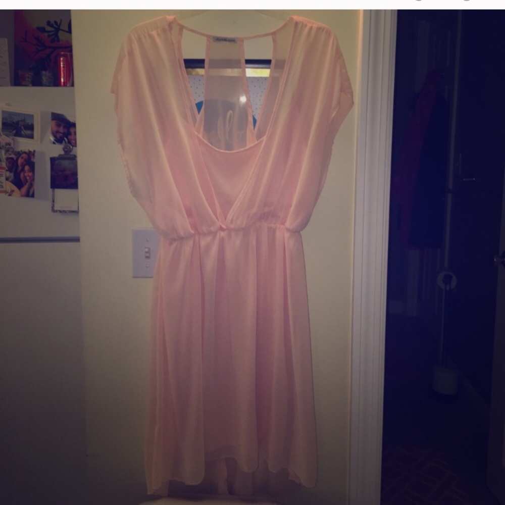 Pink high low chevron dress