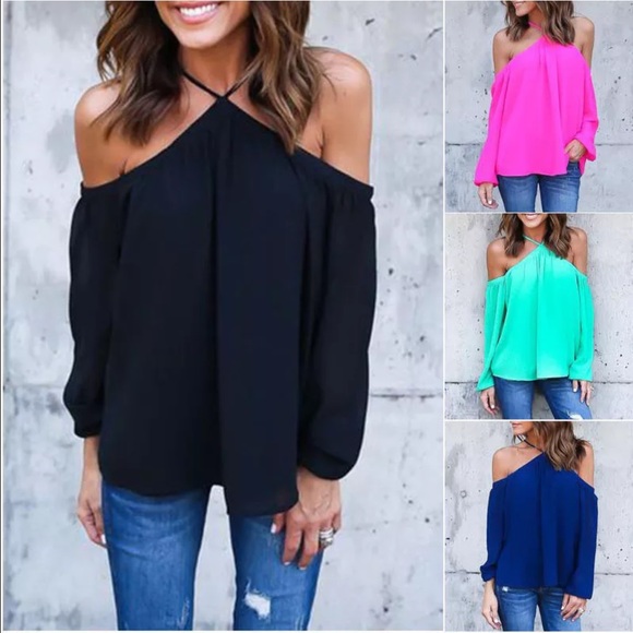 🔥 Last Price Drop 🔥Blue Off the Shoulders Blouse - Picture 3 of 3