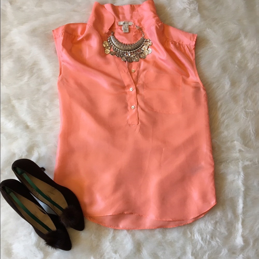 J. Crew Salmon 100% silk sleeveless top