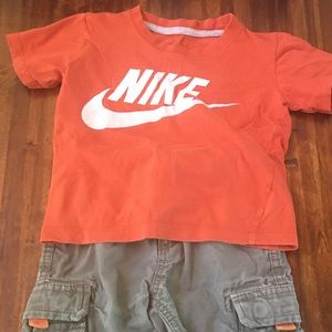 Nike top with Eddie Bauer shorts