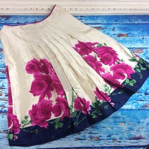 Saja Silk Skirt Watercolor Roses Floral Flirty 6