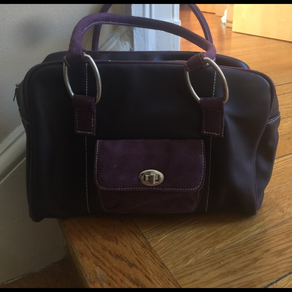 Lambskin butter soft leather & suede purple purse