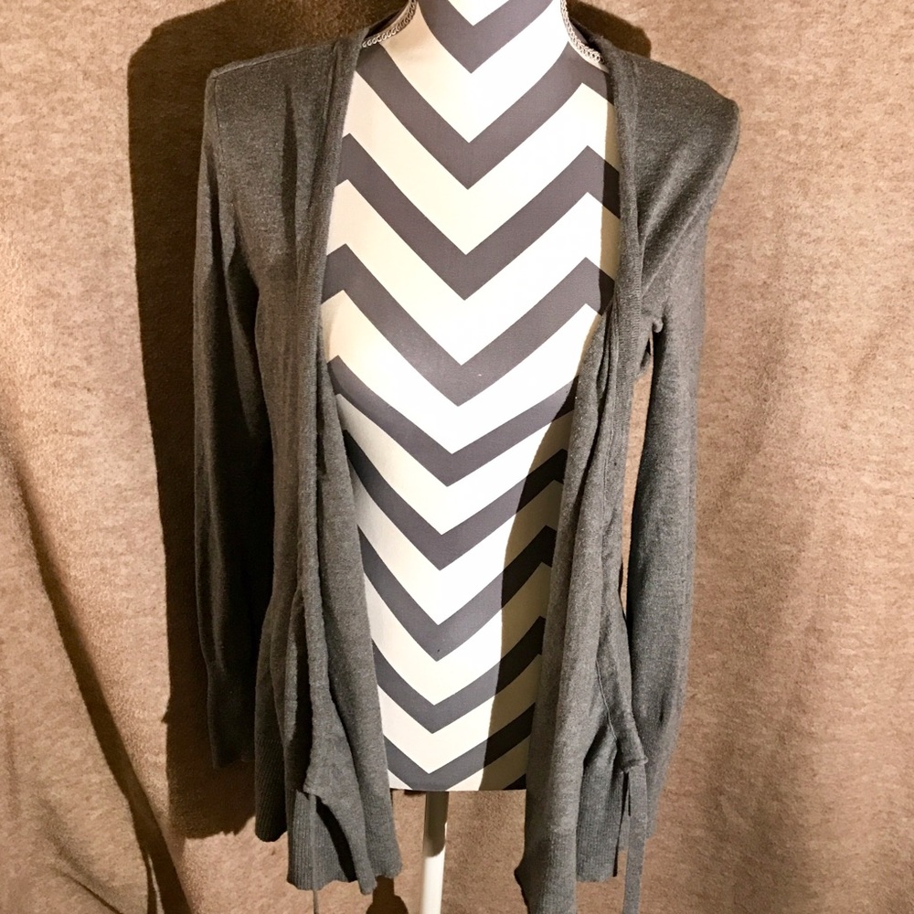 M Daisy Fuentes Gray Tie Front High Low Cardigan - Picture 2 of 4