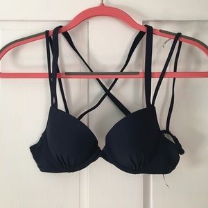 Navy blue push-up bikini top