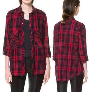Zara Plaid Button Down Shirt